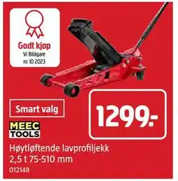 Jula Høytløftende lavprofiljekk 2,5 t 75-510 mm., NOK 1299 tilbud