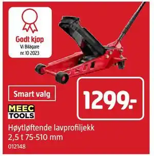 Jula Høytløftende lavprofiljekk 2,5 t 75-510 mm., NOK 1299 tilbud