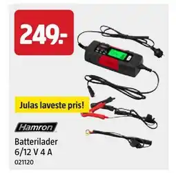 Jula Batterilader 6/12 V 4 A, NOK 249 tilbud