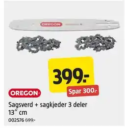 Jula Sagsverd + sagkjeder 3 deler 13” cm, NOK 399 tilbud