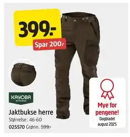 Jula Jaktbukse herre, NOK 399 tilbud