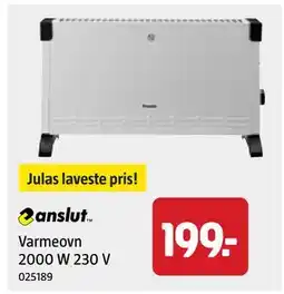 Jula Varmeovn 2000 W 230 V, NOK 199 tilbud