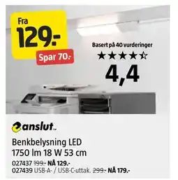 Jula Benkbelysning LED 1750 lm 18 W 53 cm tilbud