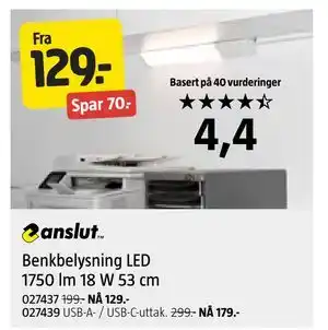 Jula Benkbelysning LED 1750 lm 18 W 53 cm tilbud