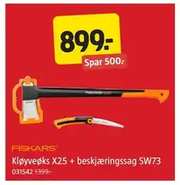 Jula Kløyveøks X25 + beskjæringssag SW73, NOK 899 tilbud