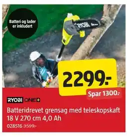 Jula Batteridrevet grensag med teleskopskaft 18 V 270 cm 4,0 Ah, NOK 2299 tilbud