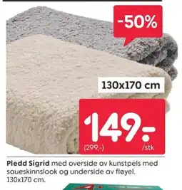 Rusta Pledd Sigrid tilbud