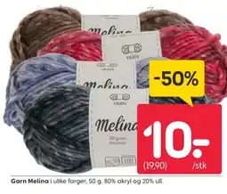 Rusta Garn Melina tilbud
