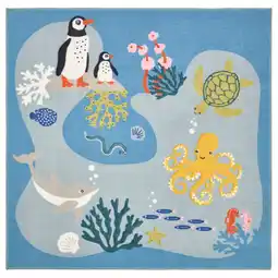 IKEA BlÅvingad Teppe, sjødyrmønster/flerfarget, 133x133 cm tilbud
