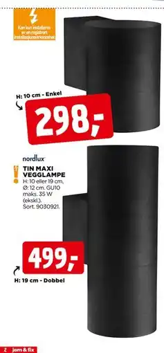 jem & fix TIN MAXI VEGGLAMPE tilbud