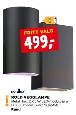 jem & fix ROLD VEGGLAMPE, NOK 499 tilbud
