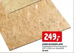 jem & fix OSB3 BYGGEPLATE, NOK 249 tilbud
