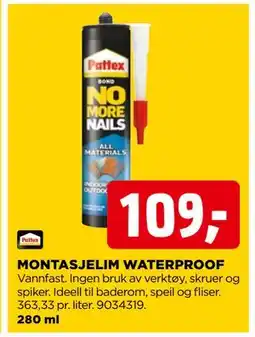 jem & fix MONTASJELIM WATERPROOF, NOK 109 tilbud