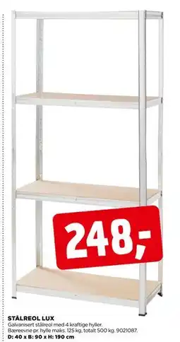 jem & fix STÅLREOL LUX, NOK 248 tilbud