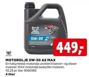 jem & fix MOTOROLJE 5W-30 A5 MAX, NOK 449 tilbud