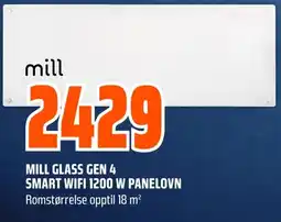 Coop Obs Mill glass gen 4 smart wifi 1200 w panelovn tilbud