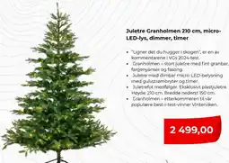 Clas Ohlson Juletre Granholmen 210 cm, micro- LED-lys, dimmer, timer tilbud