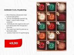 Clas Ohlson Julekuler 3 cm, 15-pakning tilbud
