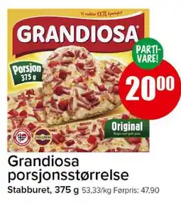 Spar Grandiosa porsjonsstørrelse tilbud