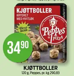 Kiwi KJØTTBOLLER, NOK 34.9 tilbud
