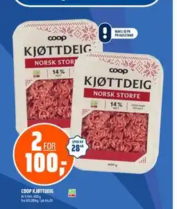 Coop Obs COOP KJØTTDEIG, NOK 100 tilbud