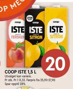 Coop Mega COOP ISTE 1,5 L, NOK 20 tilbud
