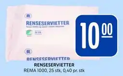 Rema 1000 RENSESERVIETTER, NOK 10 tilbud