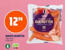 Coop Obs NORSKE GULRØTTER, NOK 12.9 tilbud