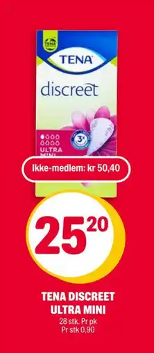 Coop Extra TENA DISCREET ULTRA MINI, NOK 50.4, Medlemspris tilbud