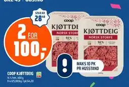 Coop Obs COOP KJØTTDEIG, NOK 100 tilbud