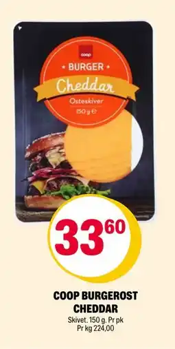 Coop Extra COOP BURGEROST CHEDDAR, NOK 33.6 tilbud