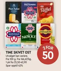 Coop Mega TINE SKIVET OST, NOK 50 tilbud