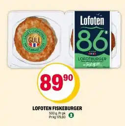 Coop Extra LOFOTEN FISKEBURGER, NOK 89.9 tilbud