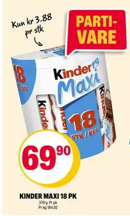 Coop Extra KINDER MAXI 18 PK, NOK 69.9 tilbud