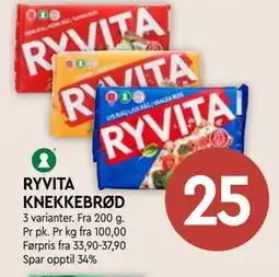 Coop Mega RYVITA KNEKKEBRØD, NOK 25 tilbud