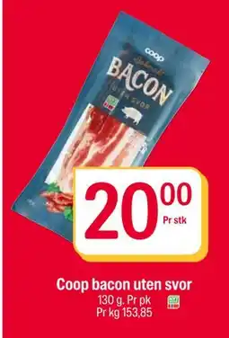 Coop Extra Coop bacon uten svor, NOK 20 tilbud