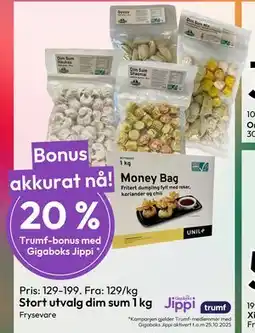 Gigaboks Stort utvalg dim sum 1 kg tilbud