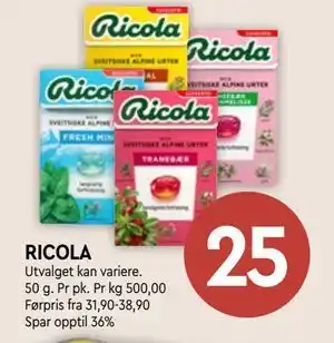 Coop Mega RICOLA, NOK 25 tilbud