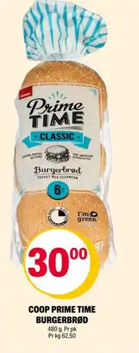Coop Extra COOP PRIME TIME BURGERBRØD, NOK 30 tilbud