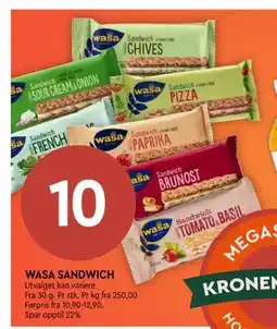Coop Mega WASA SANDWICH, NOK 10 tilbud