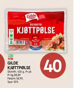 Coop Mega GILDE KJØTTPØLSE, NOK 40 tilbud