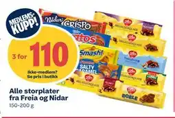 Coop Extra Alle storplater fra Freia og Nidar, Medlemspris tilbud