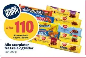 Alle storplater fra Freia og Nidar, Medlemspris