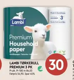 Coop Mega LAMBI TØRKERULL PREMIUM 3 PK, NOK 30 tilbud