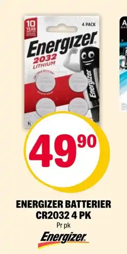 Coop Extra ENERGIZER BATTERIER CR2032 4 PK, NOK 49.9 tilbud