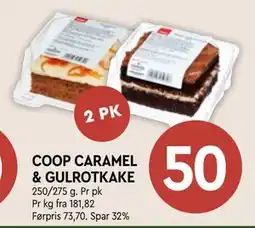 Coop Mega COOP CARAMEL & GULROTKAKE, NOK 50 tilbud