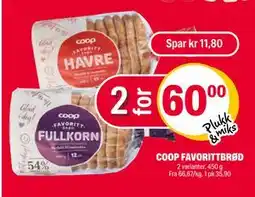 Coop Extra COOP FAVORITTBRØD, NOK 60 tilbud