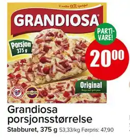Spar Grandiosa porsjonsstørrelse, NOK 20 tilbud