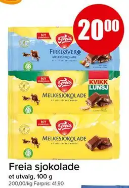 Spar Freia sjokolade, NOK 20 tilbud