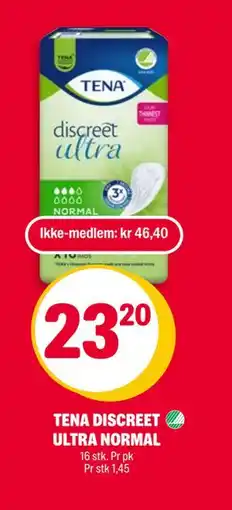Coop Extra TENA DISCREET ULTRA NORMAL, NOK 46.4, Medlemspris tilbud